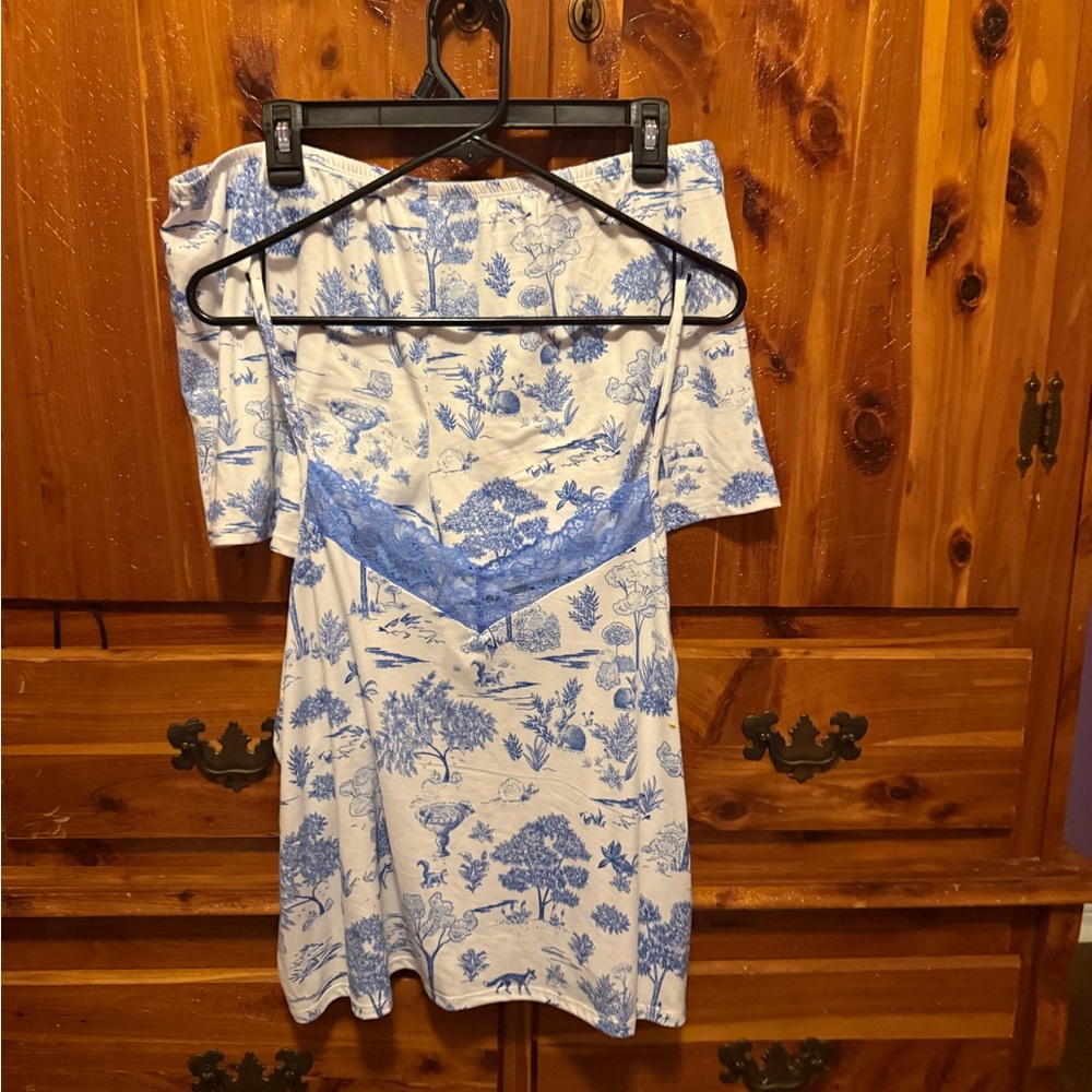 Blue and White Knit Cami Tap Set Size Large 12-14! NWT - Picture 2 of 7